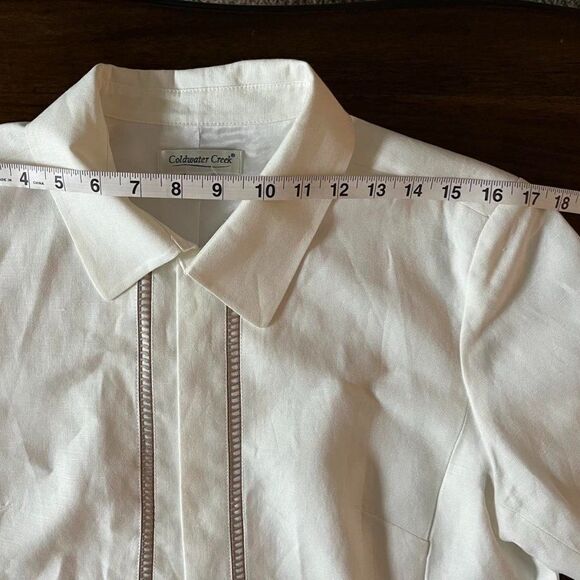 NWT Coldwater Creek Linen White Round Neck 3/4 Sleeve  Closure Jaket size M - Picture 10 of 12